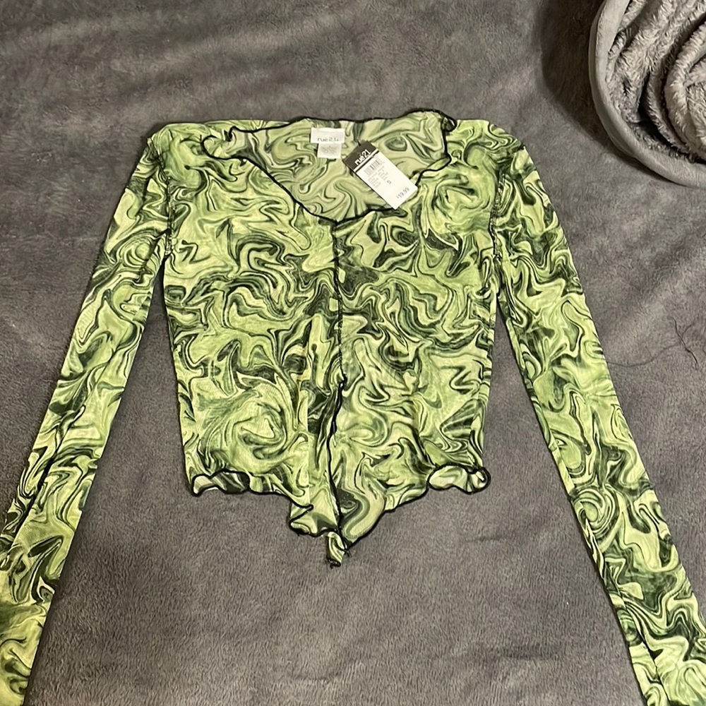 Rue21 Green Swirl See Through Shirt - Picture 1 of 3